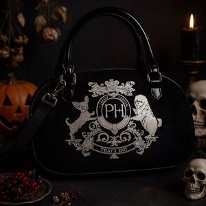 Paris Hilton Black Handbag  Metallic Crest Logo & Thats Hot